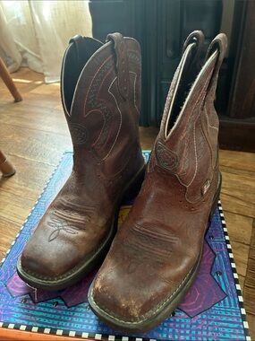 Justin Boots Brown Leather Western Ankle Boots